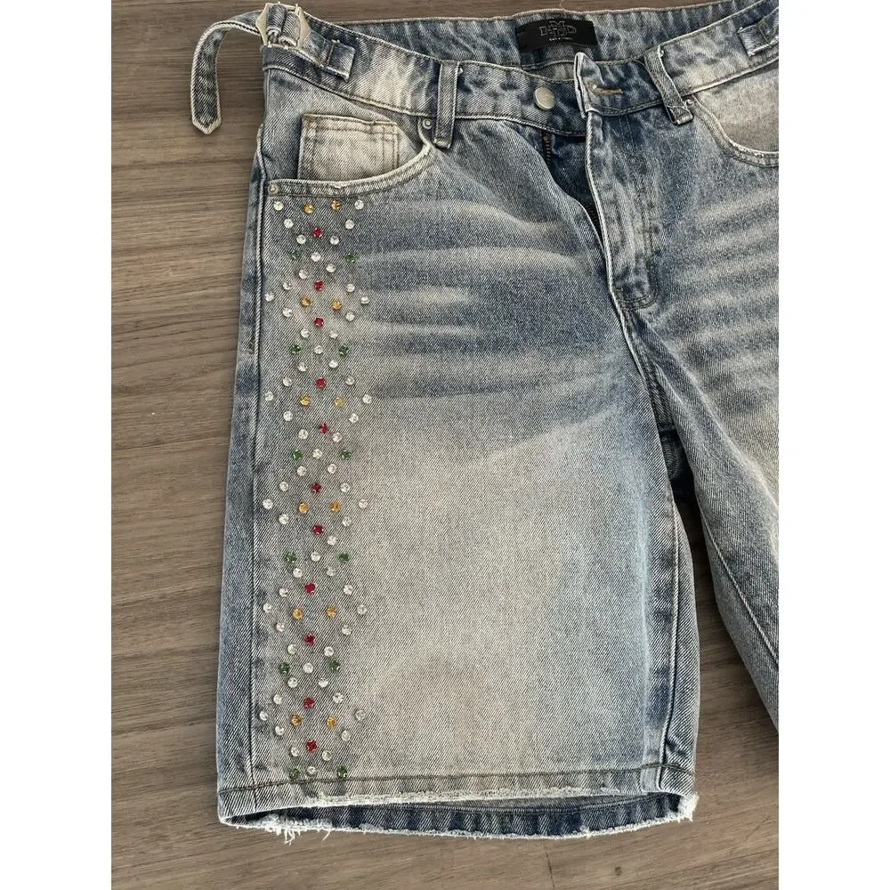 HMDD H Star Crystal Jorts Denim Shorts Size XSmall - Picture 2 of 5